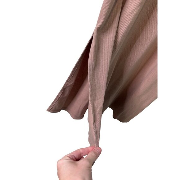 The Nines By Hatch Dusty Pink Ribbed Stretch Midi Length Maternity Dress Size L - Picture 10 of 13